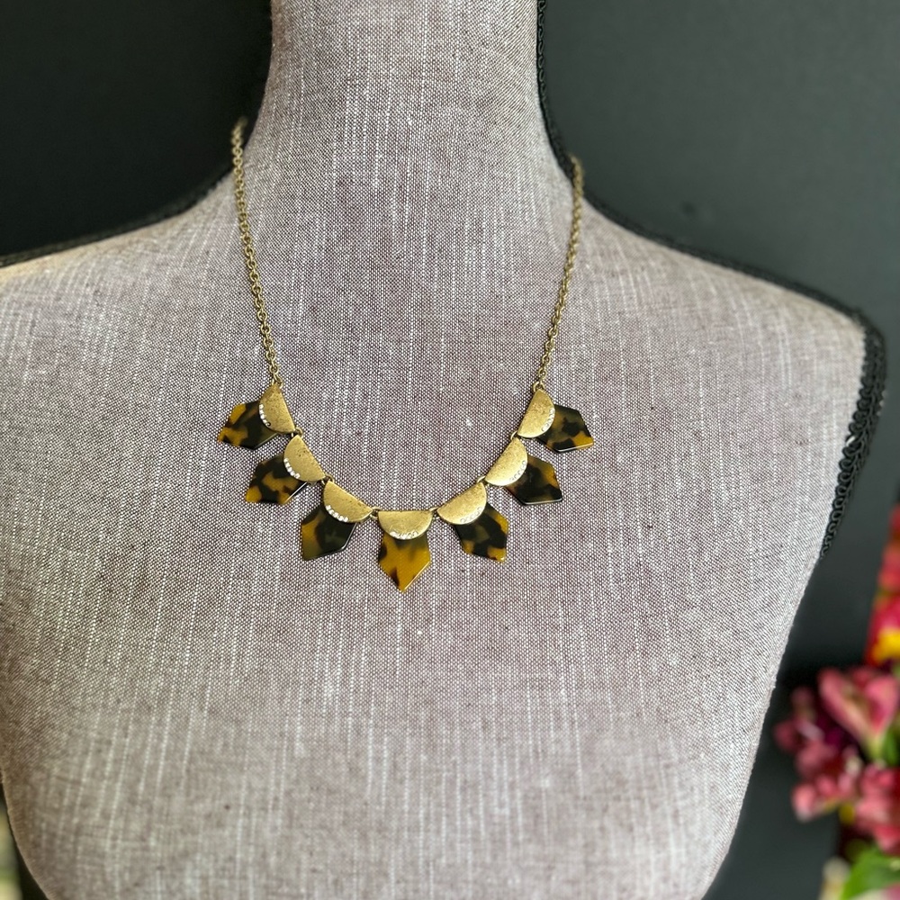 J. Crew Statement Necklace Geometric Tortoise She… - image 6